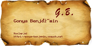 Gonya Benjámin névjegykártya